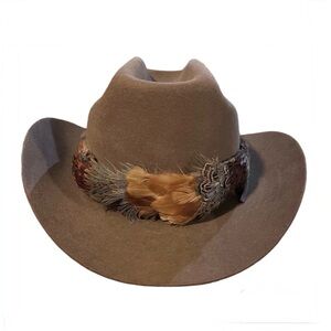 Sheplers by Stetson ~ Ellsworth Smoky Brown with Feather Band Cowboy Hat ~ 7.5